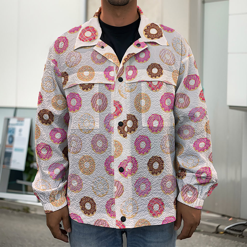 Pastel Donut Pattern Print Men's Shirt Jacket