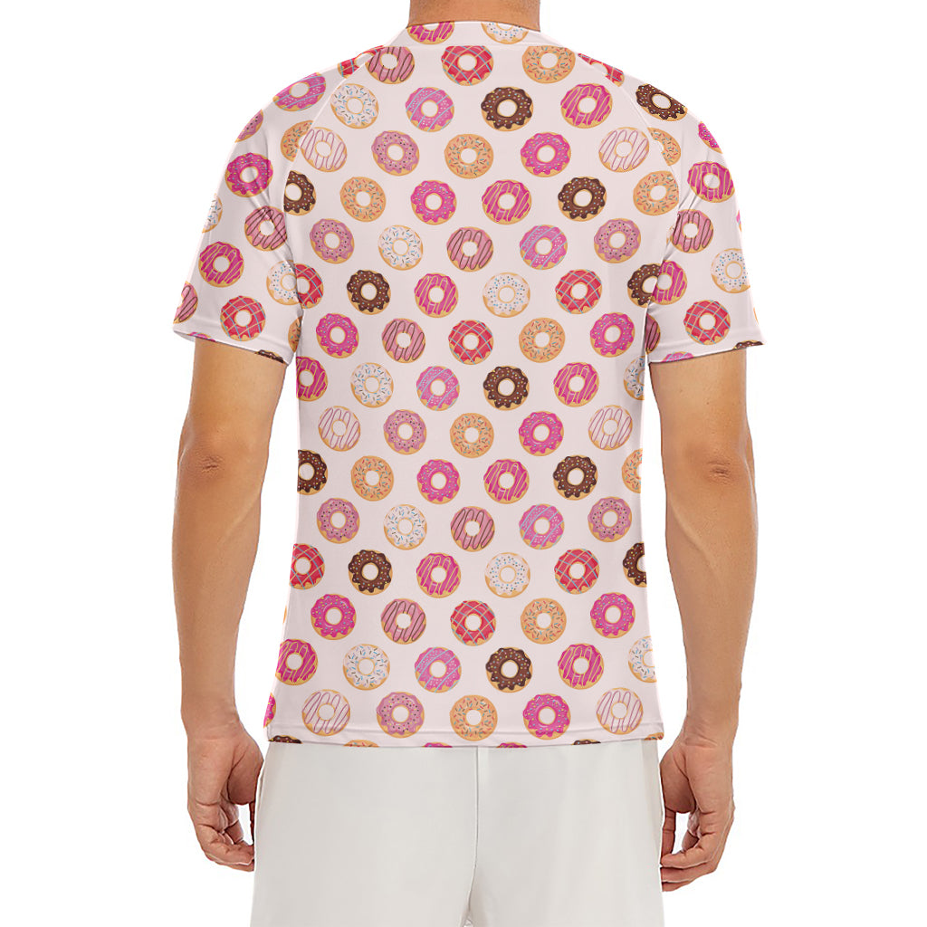 Pastel Donut Pattern Print Men's Short Sleeve Rash Guard