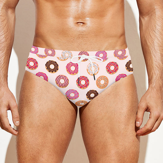Pastel Donut Pattern Print Men's Swim Briefs