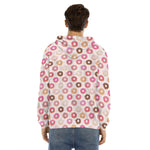 Pastel Donut Pattern Print Men's Velvet Pullover Hoodie