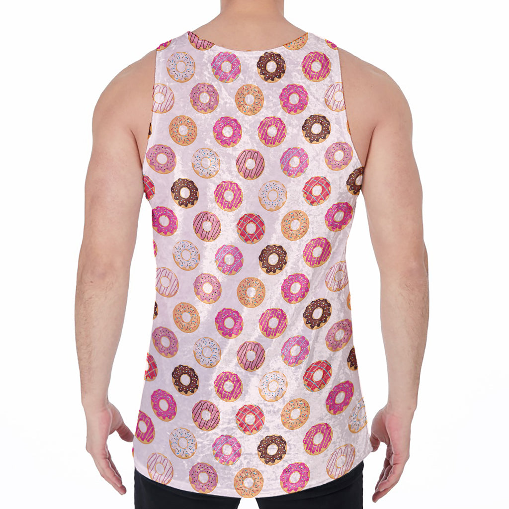 Pastel Donut Pattern Print Men's Velvet Tank Top