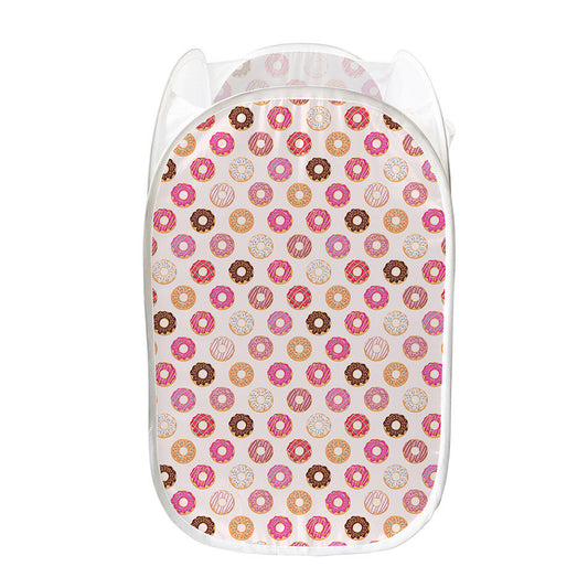Pastel Donut Pattern Print Mesh Laundry Hamper