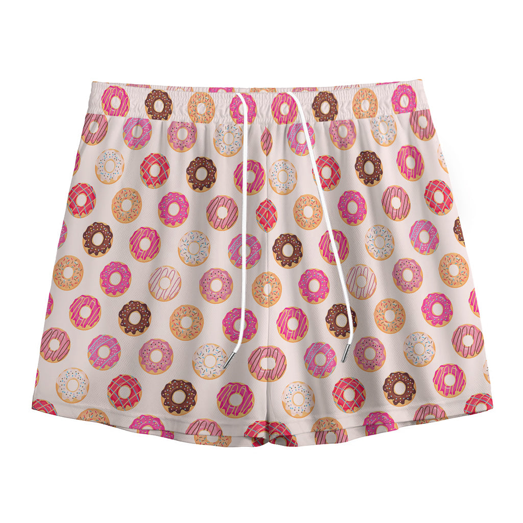 Pastel Donut Pattern Print Mesh Shorts