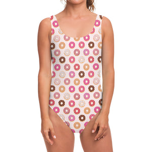 Pastel Donut Pattern Print One Piece Swimsuit