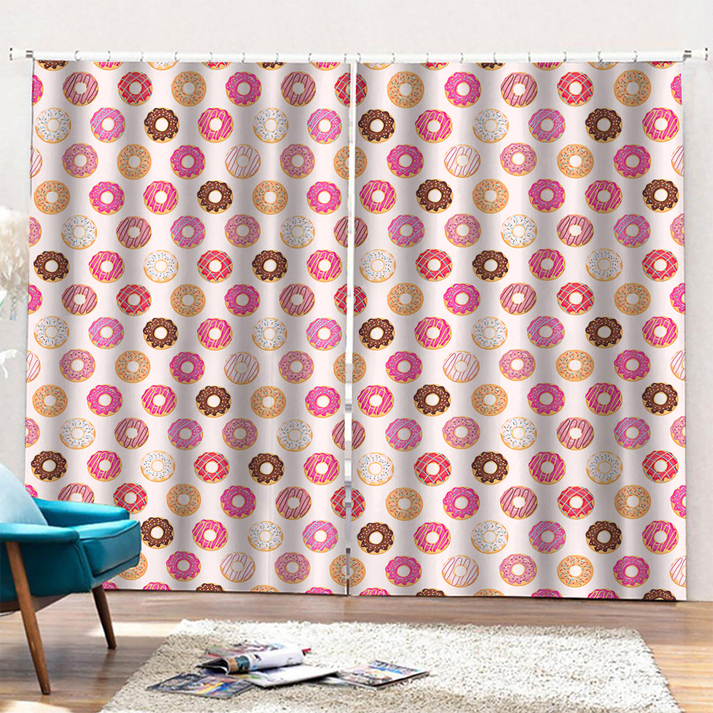 Pastel Donut Pattern Print Pencil Pleat Curtains