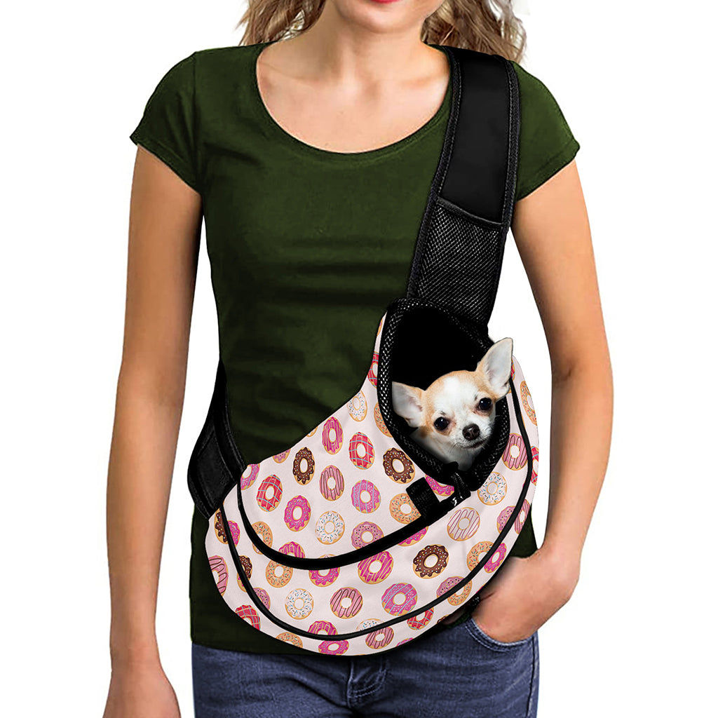 Pastel Donut Pattern Print Pet Sling Carrier