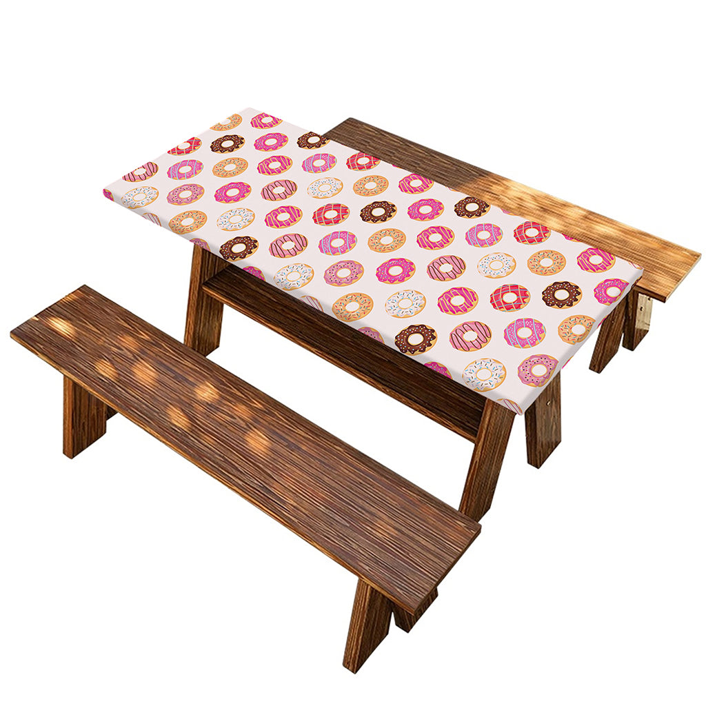 Pastel Donut Pattern Print Picnic Table Cover