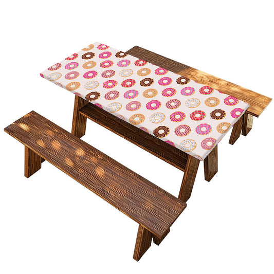 Pastel Donut Pattern Print Picnic Table Cover
