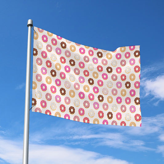 Pastel Donut Pattern Print Polyester Flag