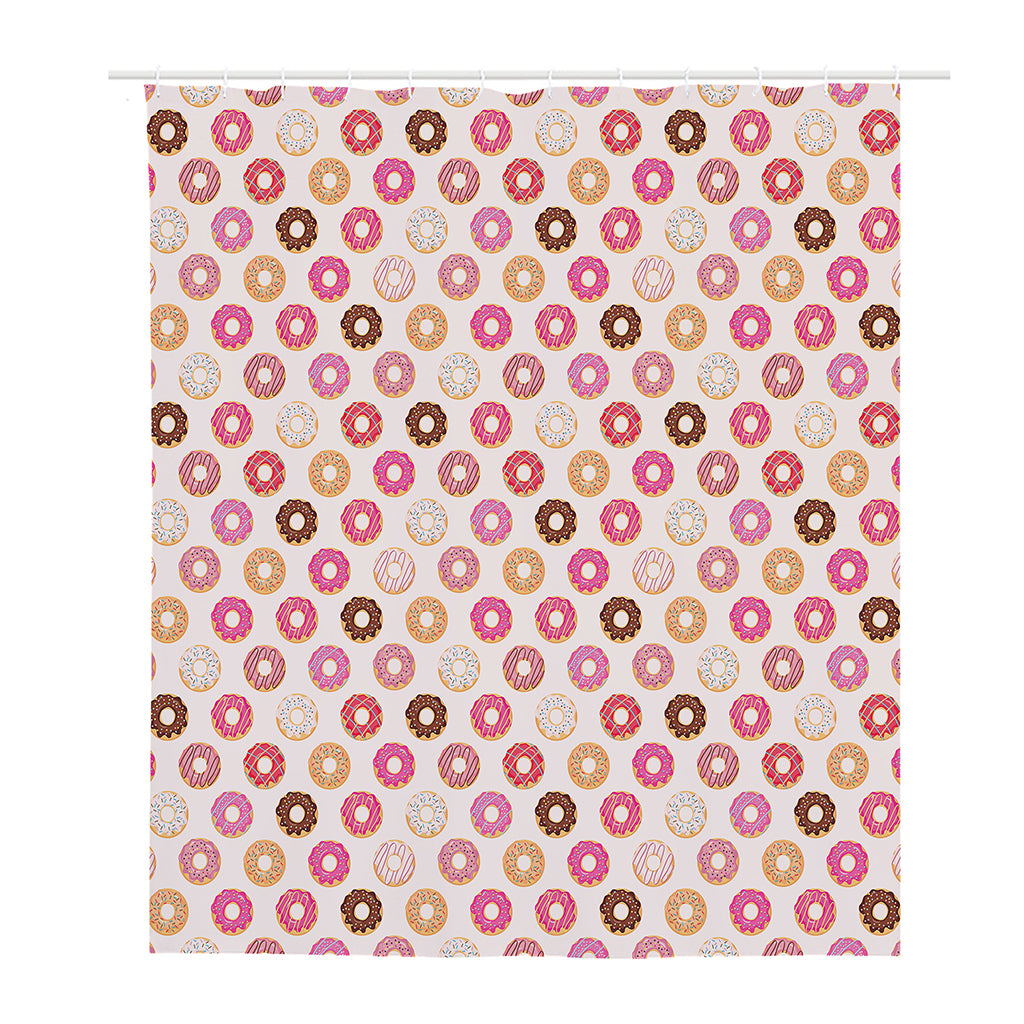 Pastel Donut Pattern Print Polyester Shower Curtain