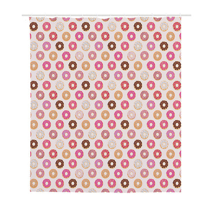Pastel Donut Pattern Print Polyester Shower Curtain