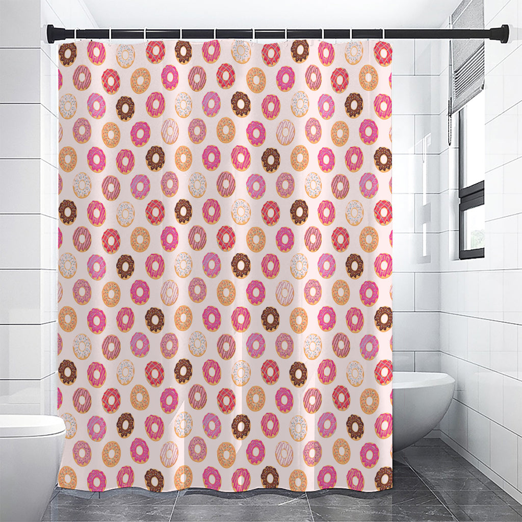 Pastel Donut Pattern Print Premium Shower Curtain