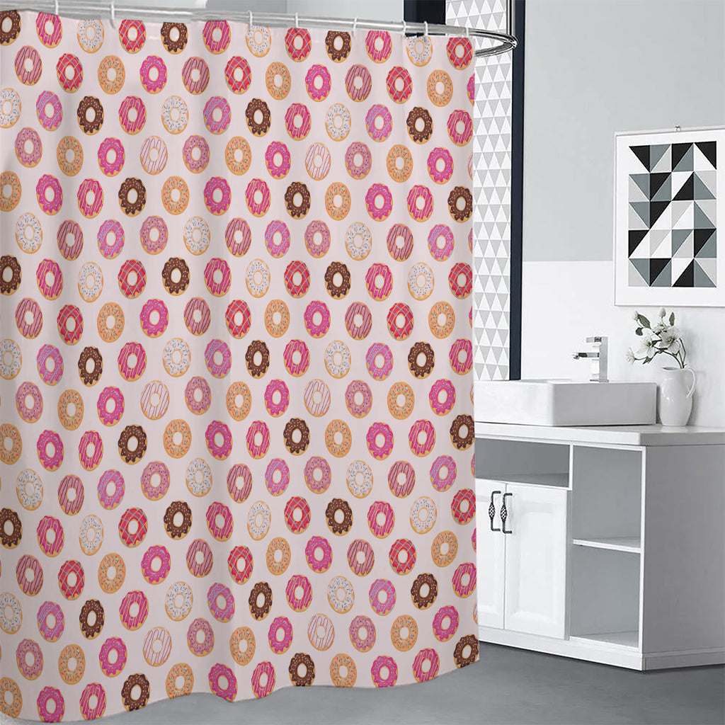 Pastel Donut Pattern Print Premium Shower Curtain