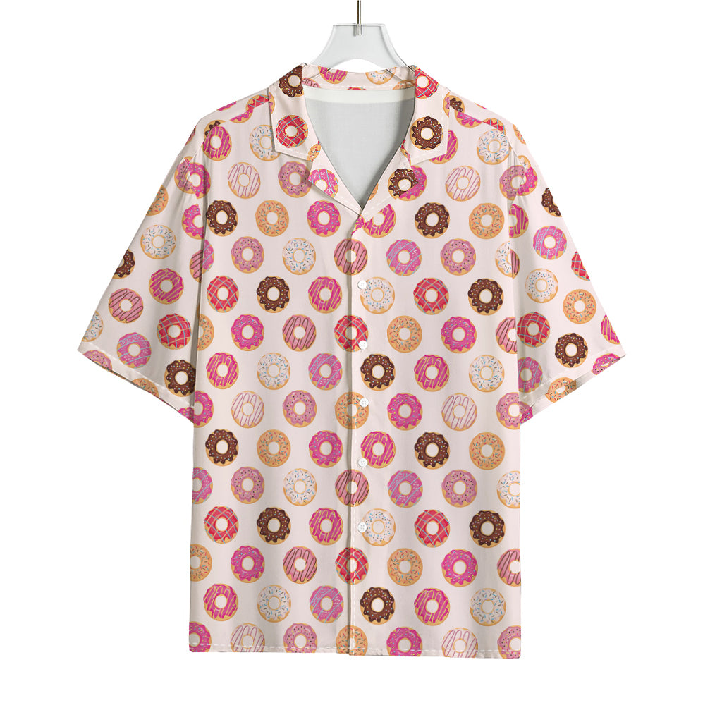 Pastel Donut Pattern Print Rayon Hawaiian Shirt