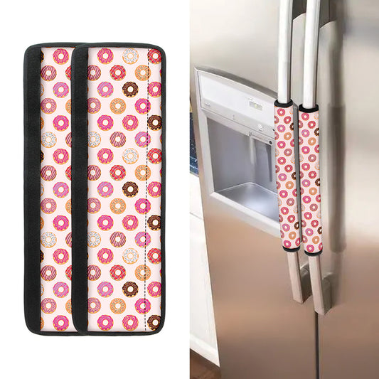 Pastel Donut Pattern Print Refrigerator Handle Covers