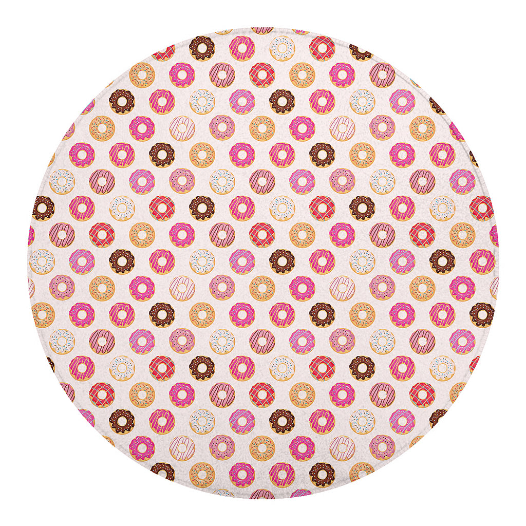 Pastel Donut Pattern Print Round Blanket