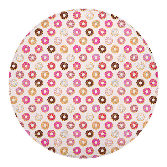 Pastel Donut Pattern Print Round Blanket