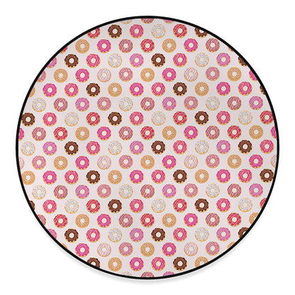 Pastel Donut Pattern Print Round Floor Mat
