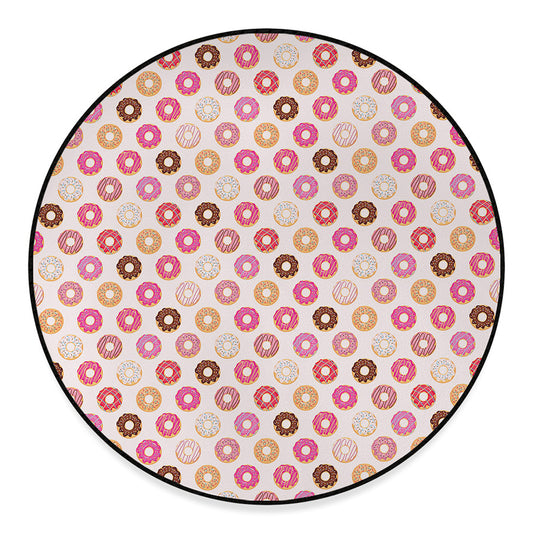 Pastel Donut Pattern Print Round Floor Mat