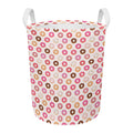 Pastel Donut Pattern Print Round Laundry Basket