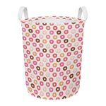 Pastel Donut Pattern Print Round Laundry Basket