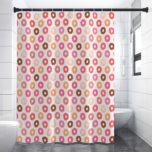 Pastel Donut Pattern Print Shower Curtain