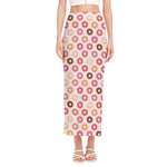 Pastel Donut Pattern Print Side Slit Maxi Skirt