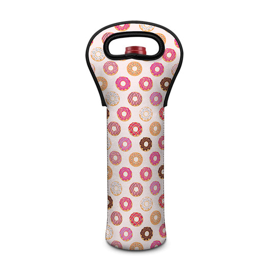 Pastel Donut Pattern Print Single Neoprene Wine Tote