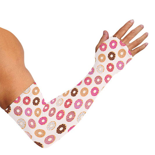 Pastel Donut Pattern Print Sun Protection Arm Sleeves