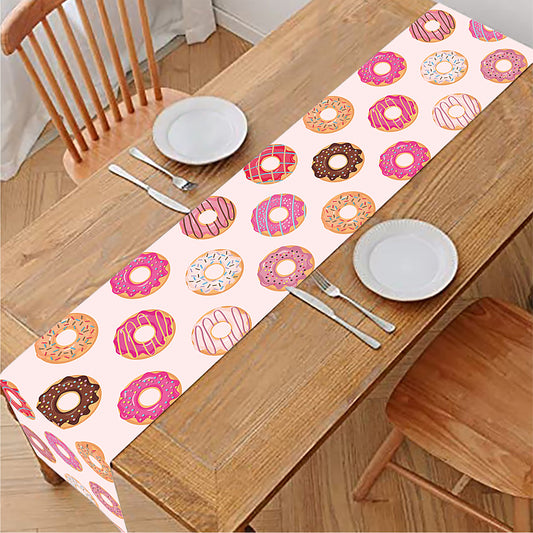 Pastel Donut Pattern Print Table Runner
