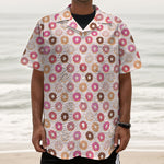 Pastel Donut Pattern Print Textured Short Sleeve Shirt