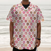 Pastel Donut Pattern Print Textured Short Sleeve Shirt