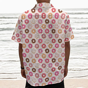 Pastel Donut Pattern Print Textured Short Sleeve Shirt