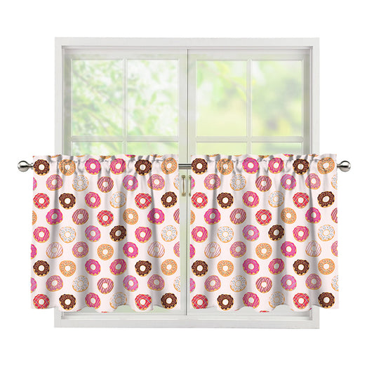 Pastel Donut Pattern Print Tier Curtains