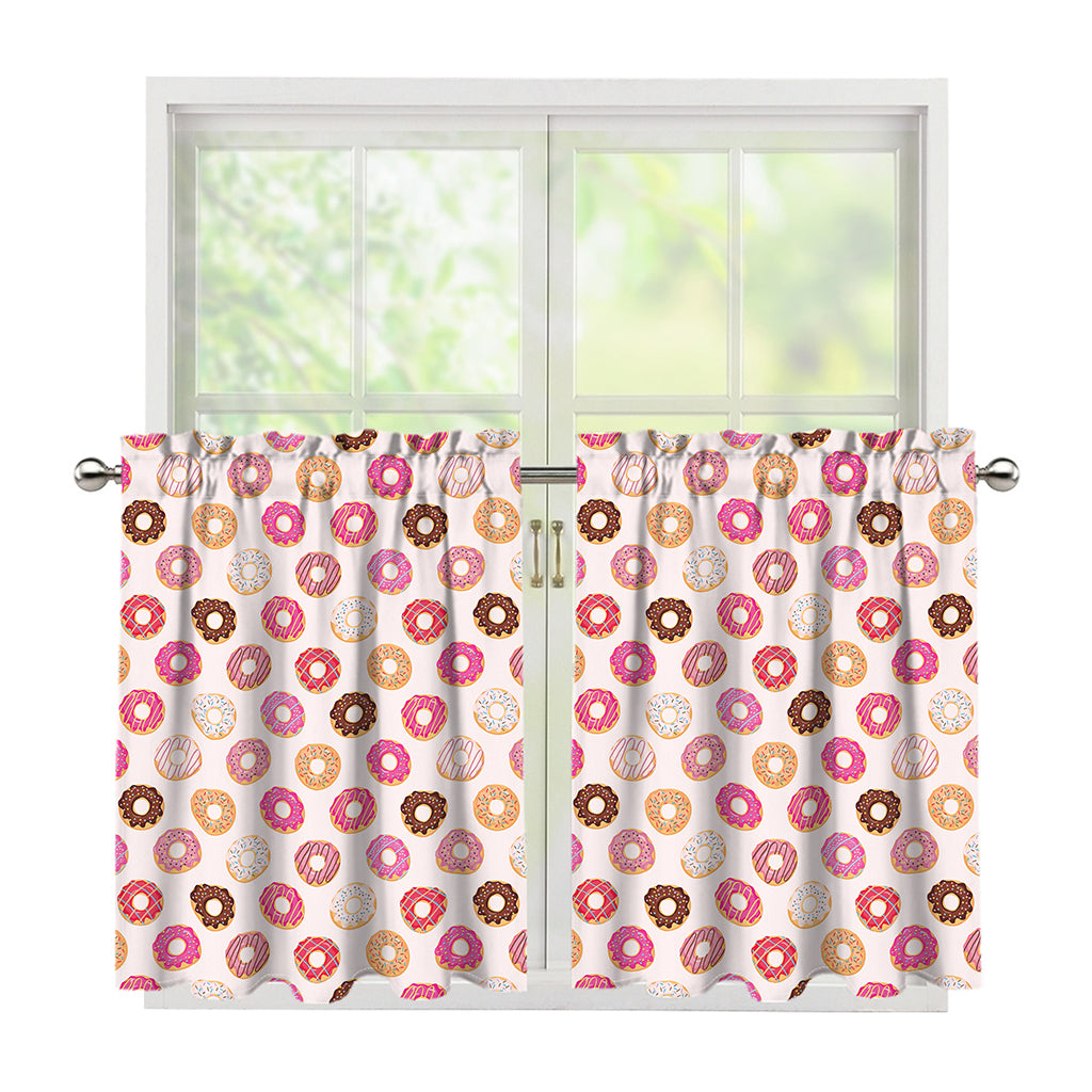 Pastel Donut Pattern Print Tier Curtains