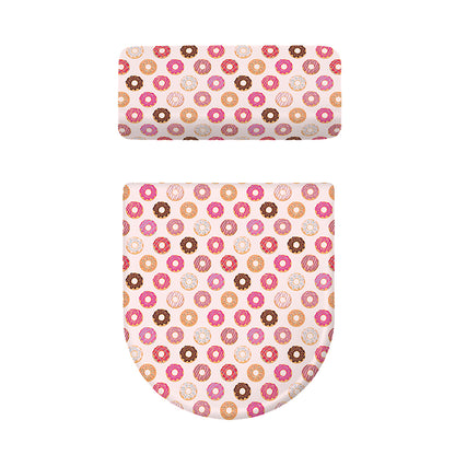Pastel Donut Pattern Print Toilet Lid And Tank Cover Set