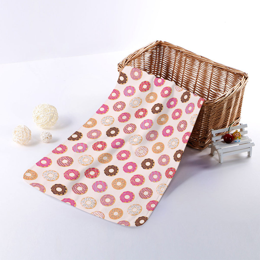 Pastel Donut Pattern Print Towel