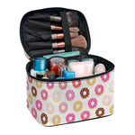 Pastel Donut Pattern Print Travel Makeup Bag