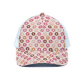 Pastel Donut Pattern Print White Mesh Trucker Hat