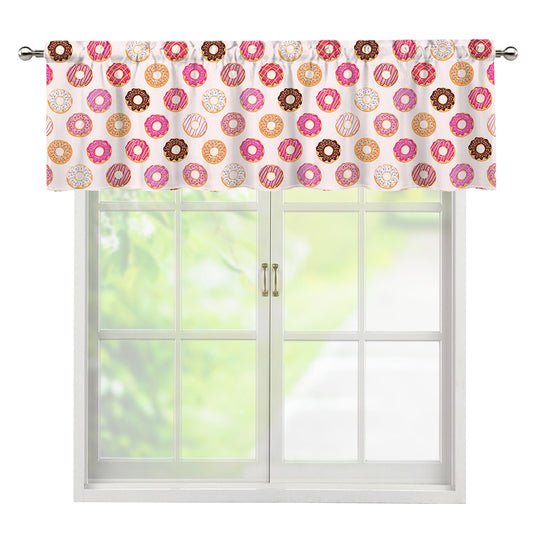 Pastel Donut Pattern Print Window Valance