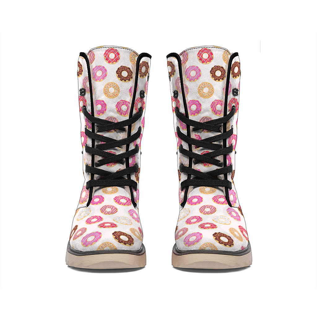 Pastel Donut Pattern Print Winter Boots