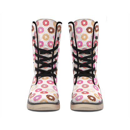 Pastel Donut Pattern Print Winter Boots
