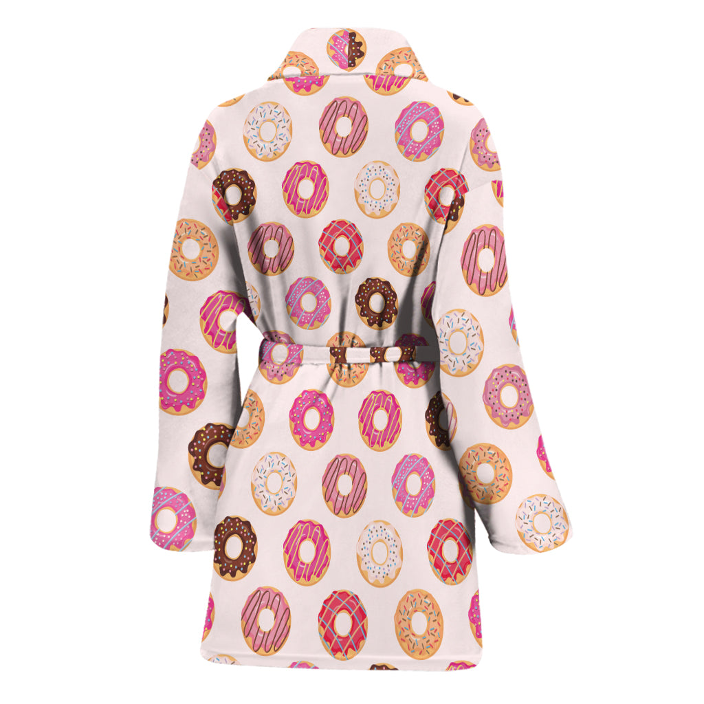 Pastel Donut Pattern Print Women's Bathrobe