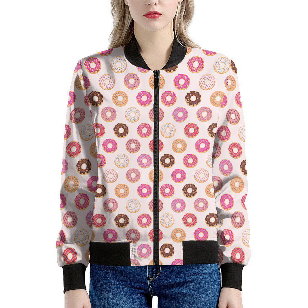 Pastel Donut Pattern Print Women's Bomber Jacket