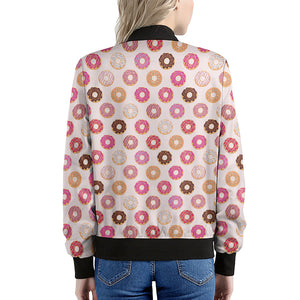 Pastel Donut Pattern Print Women's Bomber Jacket