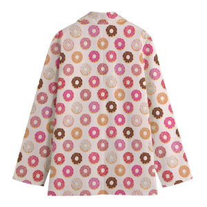 Pastel Donut Pattern Print Women's Cotton Blazer