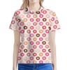 Pastel Donut Pattern Print Women's Polo Shirt