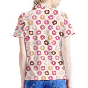 Pastel Donut Pattern Print Women's Polo Shirt