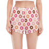 Pastel Donut Pattern Print Women's Split Running Shorts