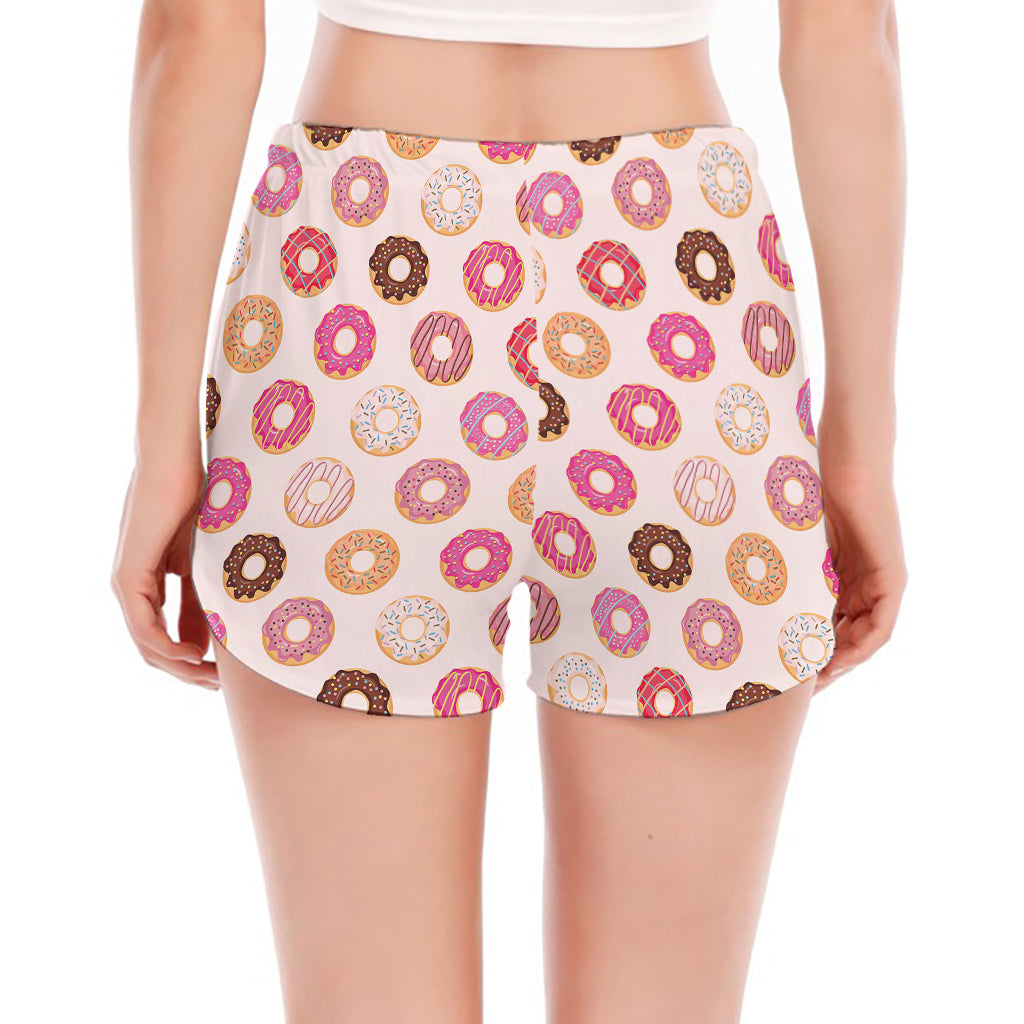 Pastel Donut Pattern Print Women's Split Running Shorts